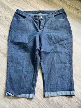 Riders by Lee Dark Wash Denim Capris Cuffed 16W